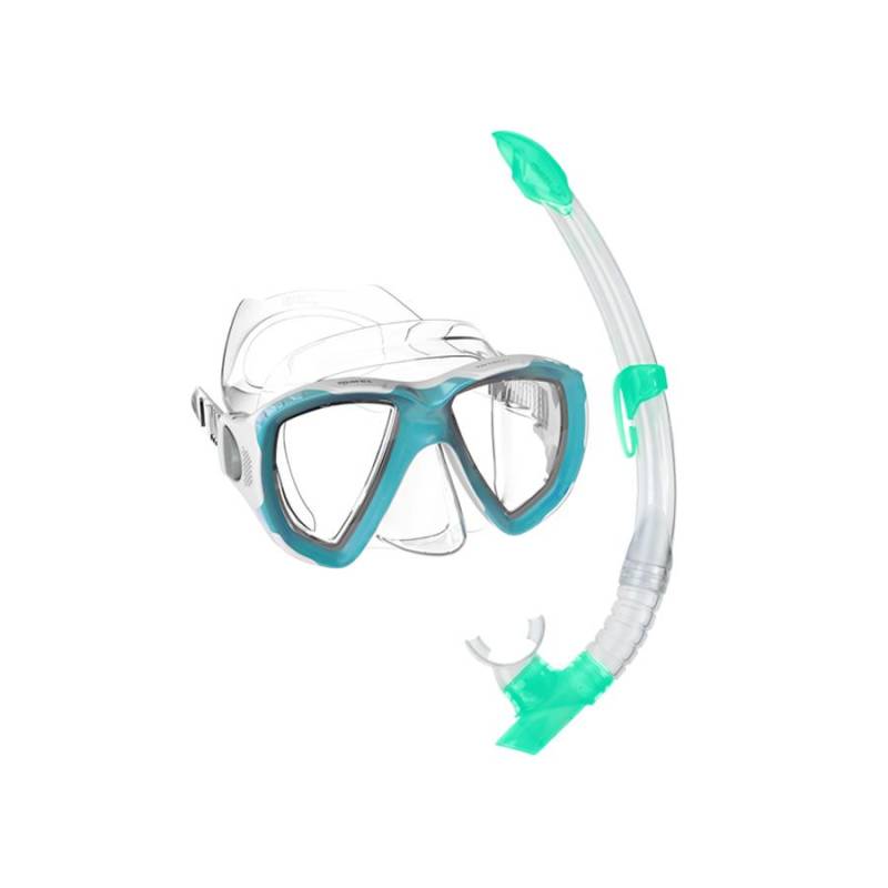 Mares Combo Pure Vision – Masque Et Tuba Snorkeling Adulte, Vision Large Et Anti-Éclaboussures, Bleu