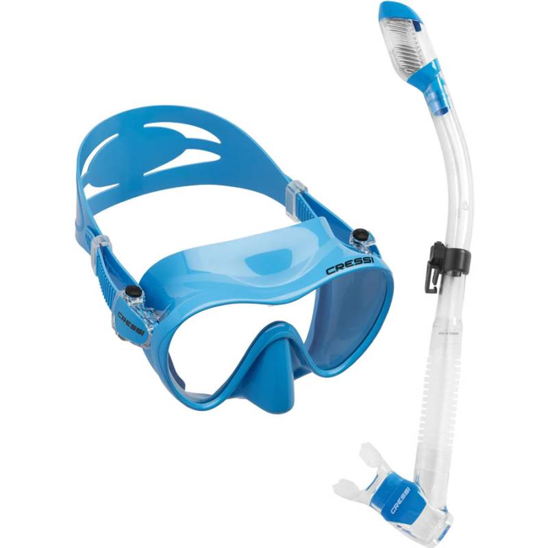 Cressi Set F1 Mask + Dry Snorkel Blue Scuba Diving Buy and Sales in