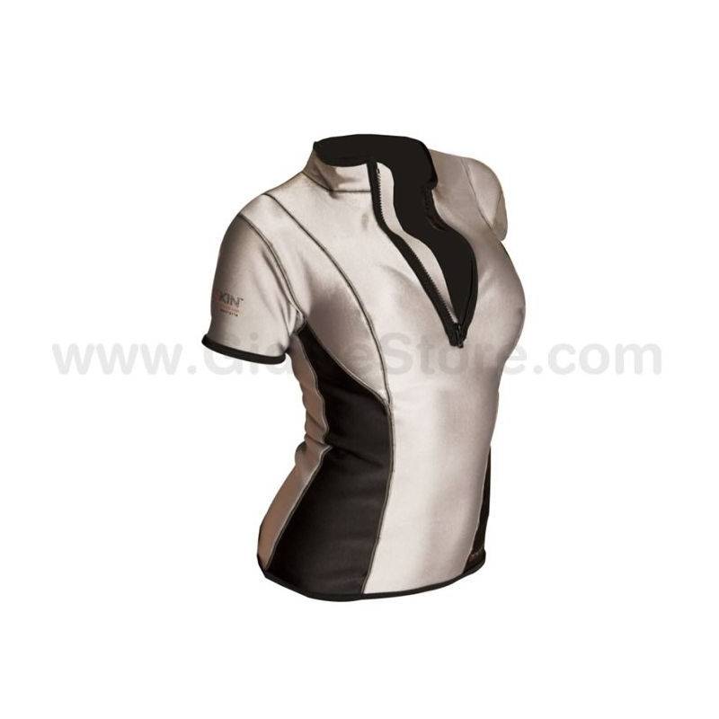 Sharkskin Chillproof Short Sleeve with Chest Zip Woman Silver
