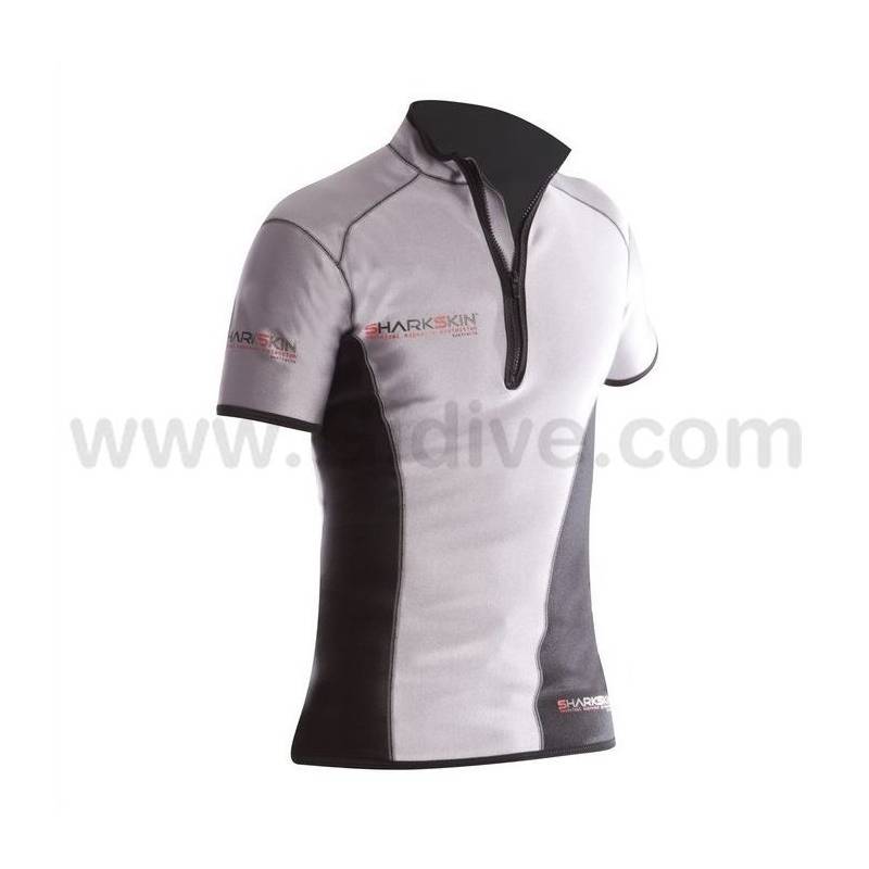 Sharkskin Chillproof Short Sleeve with Chest Zip Man Silver