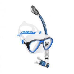 Cressi Kit Máscara Quantum + Tubo Itaca Transparente / Azul