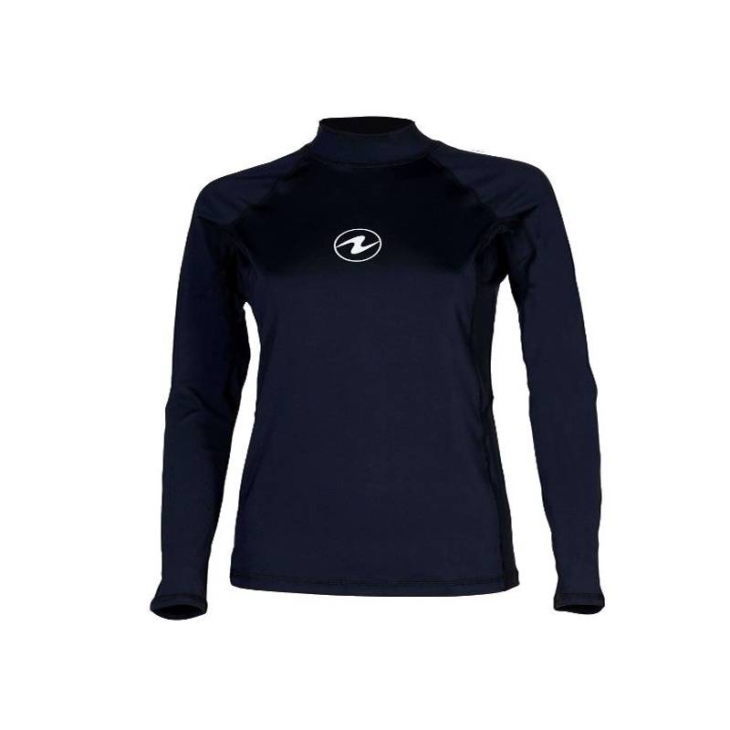Aqualung Rash Guard Camiseta Manga Larga Negra Mujer