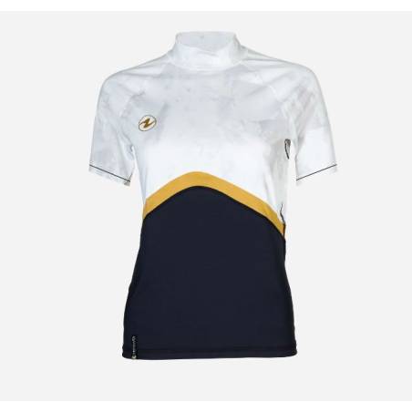 Aqualung Rash Guard Camiseta Manga Corta Negro / Blanco Mujer