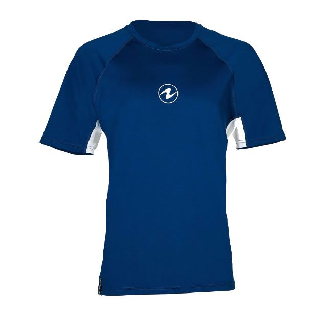 Aqualung Rash Guard Loose Fit Short Sleeve Man Blue / White Scuba ...