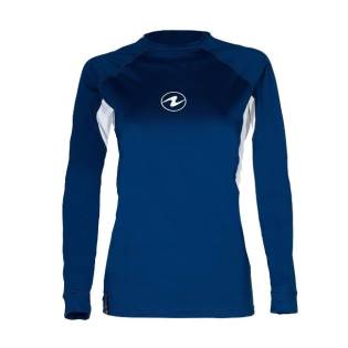 Aqualung Rash Guard Camiseta Loose Fit Manga Larga Mujer Azul / Blanco