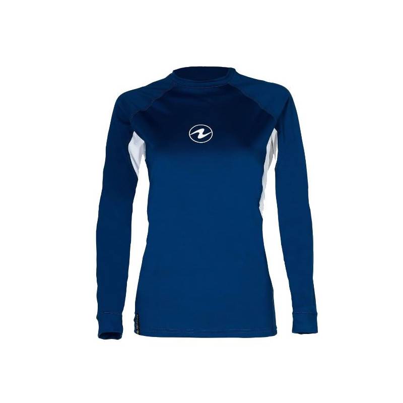 Aqualung Rash Guard Camiseta Loose Fit Manga Larga Mujer Azul / Blanco