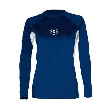 Aqualung Rash Guard Camiseta Loose Fit Manga Larga Mujer Azul / Blanco