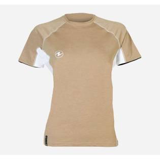 Aqualung Rash Guard Camiseta Loose Fit Manga Corta Mujer Beige / Blanco