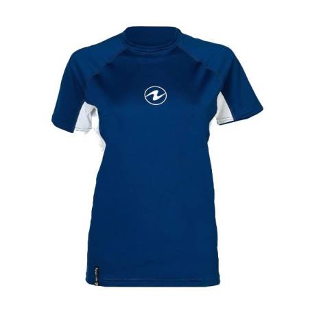 Aqualung Rash Guard Camiseta Loose Fit Manga Corta Mujer Azul / Blanco