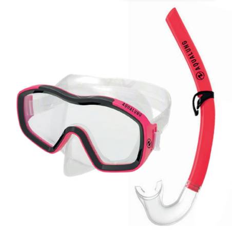 Aqualung Combo Raccoon Junior Transparente / Rojo