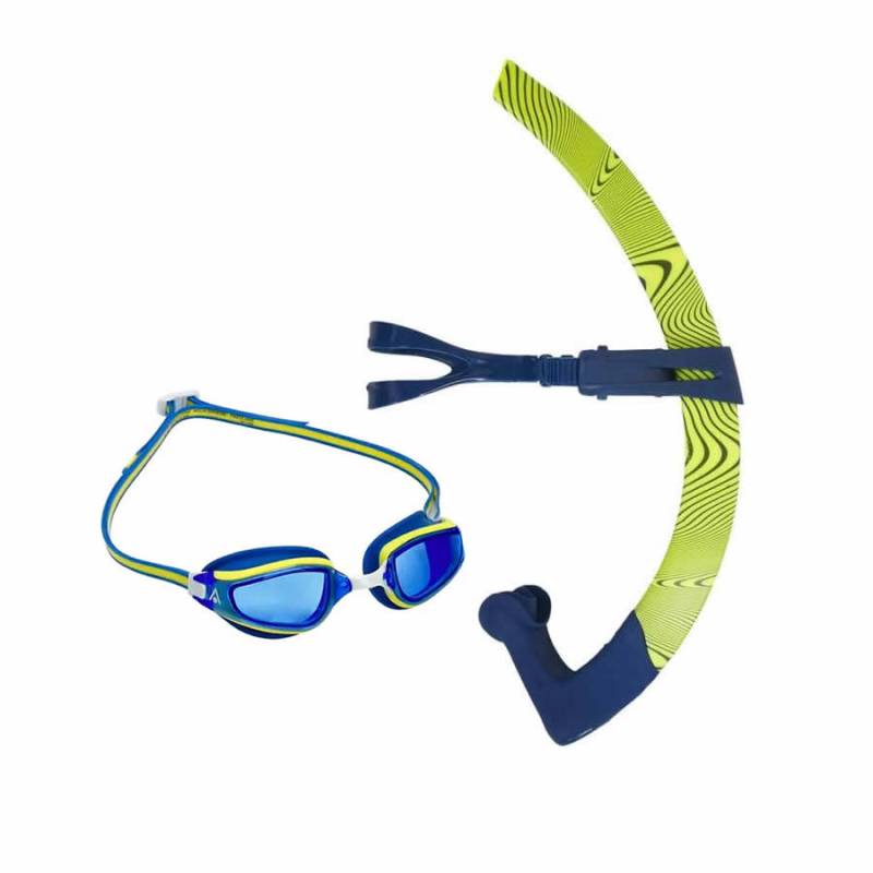 Aquasphere Pack Fastlane y Tubo Focus Amarillo / Azul